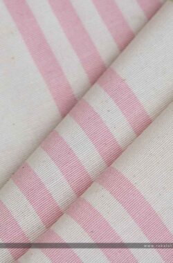 Ibiza rózsaszín-zöld csíkos dekorvászon hajtott