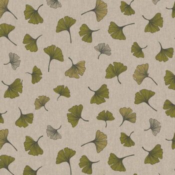 Zöld leveles dekorvászon ginkgo biloba levelekkel