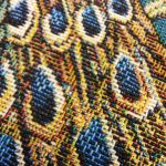 Pávás bútorszövet kék alapon zoom