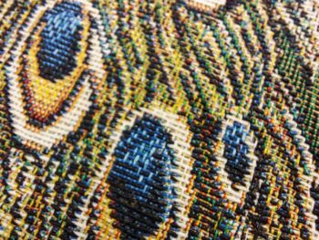 Pávás bútorszövet kék alapon zoom