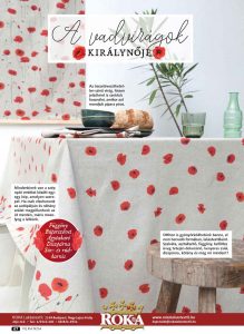 veranda magazin 2021 május-június ROKA Lakástextil pipacsos dekorvászon