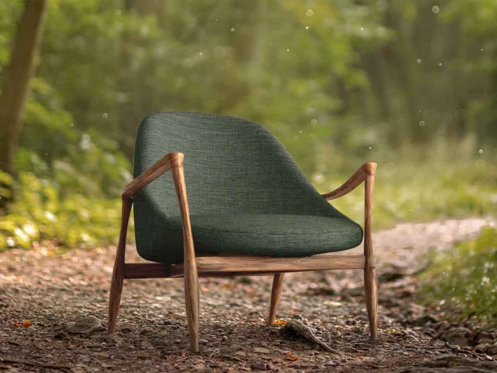 Greta újrahasznosított bútorszövet fotel erdőben