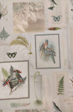 Növények és madarak pamutvászon