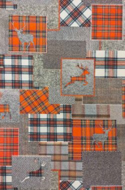 Skót tartán szarvassal pamutvászon live5