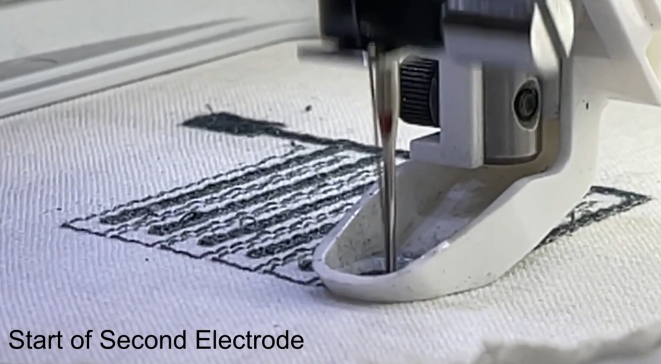 Elektromos érzékelés textilekben pecotex szál hímzéssel