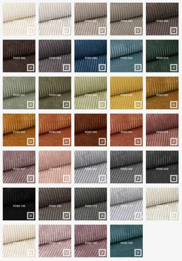 Poso kordbarsony bútorszövet színek