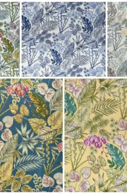 Bouquet kültéri vászon színes-mintás, leveles UV álló akril vászon kollázs