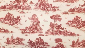 Életképes bordó dekorvászon Toile de jouy