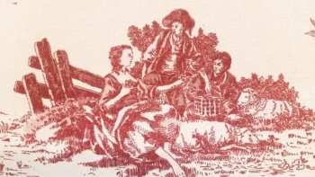 Életképes bordó dekorvászon Toile de jouy zoom3