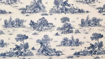 Életképes kék dekorvászon Toile de jouy