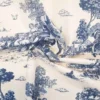 Életképes kék dekorvászon Toile de jouy gyűrt