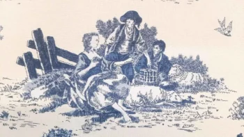 Életképes kék dekorvászon Toile de jouy zoom2