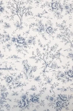 Impregnált kék virágszedő nő asztalterítő abrosz életképes