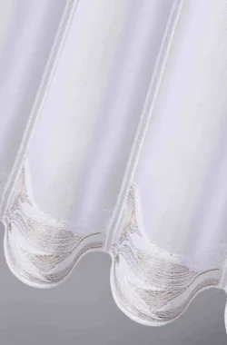 Hímzett bézs félkrepp vitrázsfüggöny 50 cm