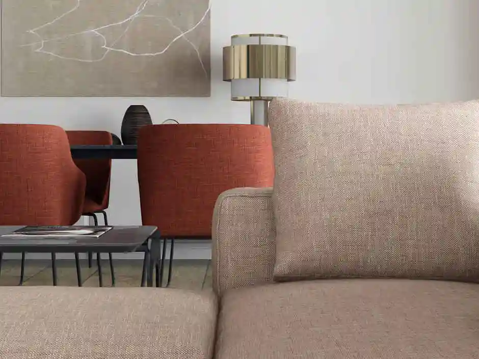 fibreguard enteriőr kanapé narancs és krém