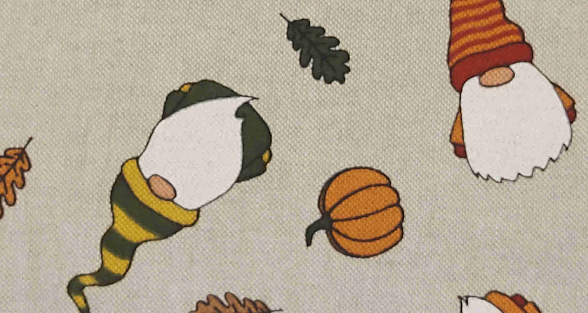 Őszi manók és tök dekorvászon banner