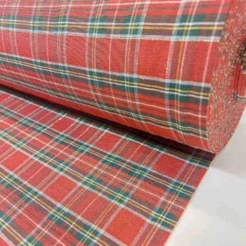 Skót kockás dekorvászon lurex arany szállal tekercs