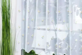 Margaret hímzett virágos vitrázsfüggöny fehér 60 cm C01
