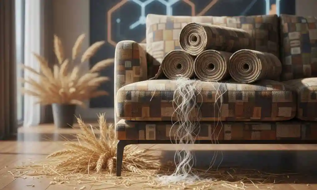 szalmából textil kanapé kárpit