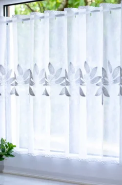 szinva hímzett vitrázsfüggöny 60 cm fehér