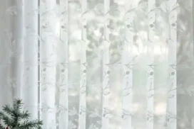 Eden hímzett tüll vitrázsfüggöny ekrü 60 cm C02 könnyű, áttetsző,