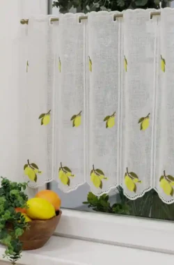 limoncello hímzett vitrázs függöny szablé 60 cm