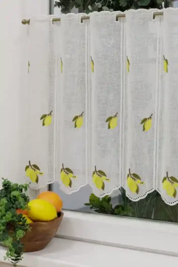 limoncello hímzett vitrázs függöny szablé 60 cm